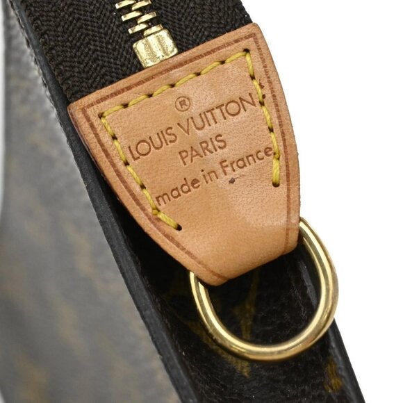 LOUIS VUITTON Logo BUCKET PM Pouch Bag Monogram Leather Brown France - Picture 9 of 13